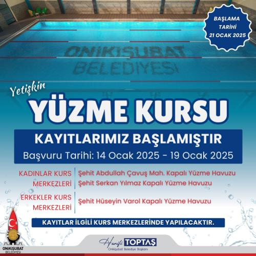 Onikişubat Belediyesi bu kez yetişkinler için yüzme kursu başlattı