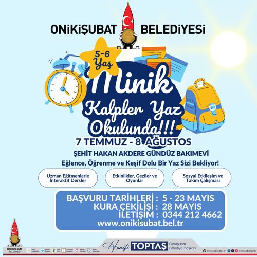 Onikişubat Belediyesi’nin ‘Minik Kalpler Yaz Okulu’na başvurular başladı