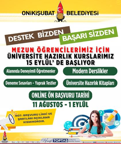 Onikişubat Belediyesi’nin ücretsiz Üniversite Hazırlık Kursu’nda yeni dönem başlıyor